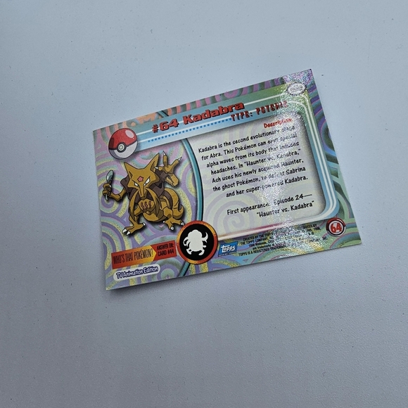 Pokemon 1999 TOPPS Kadabra #64 Blue Logo TV Animation Edition Card - Picture 3 of 4